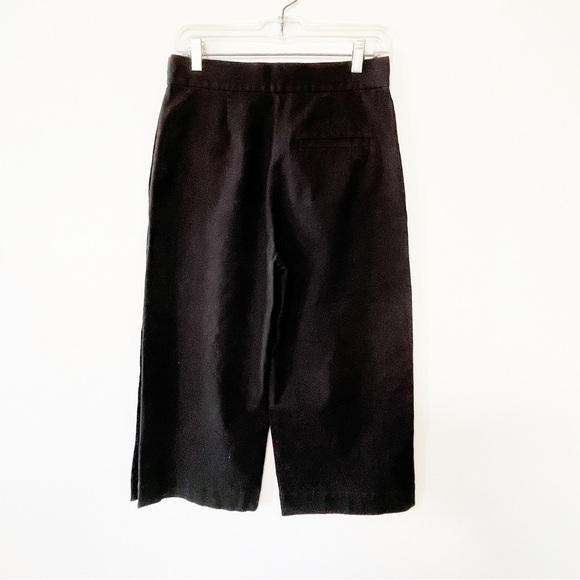 Cos cropped pants navy blue black side button detail black wide leg cotton blend - Picture 6 of 9